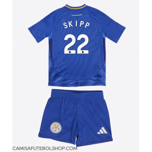 Camisa de time de futebol Leicester City Oliver Skipp #22 Replicas 1º Equipamento Infantil 2024-25 Manga Curta (+ Calças curtas)